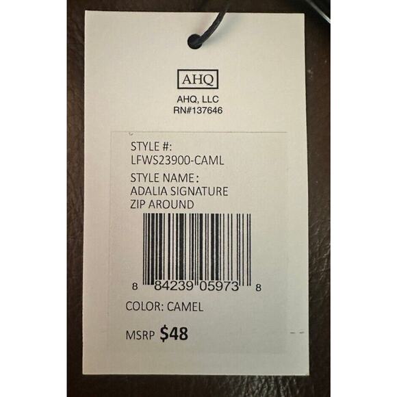 London Fog Women’s Camel Adalia Signature Zip Around Wallet Logo Card Slots NEW - Picture 8 of 8